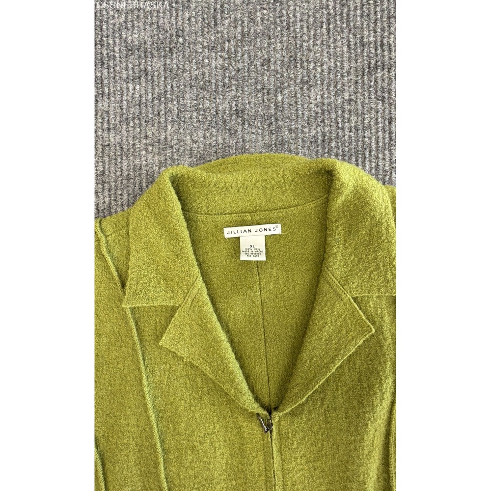 Jillian Jones Women's Vintage Green Boiled Wool Full Zip Jacket Sz XL - Picture 3 of 10